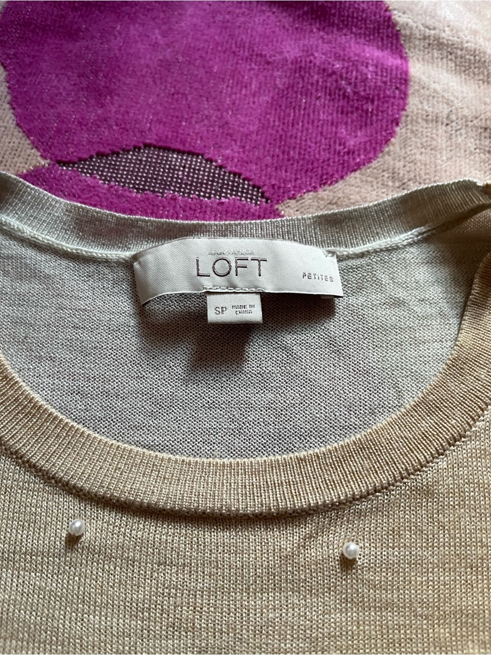 Ann Taylor LOFT Lightweight Colorblock Beaded Knit Sweater - Picture 3 of 16